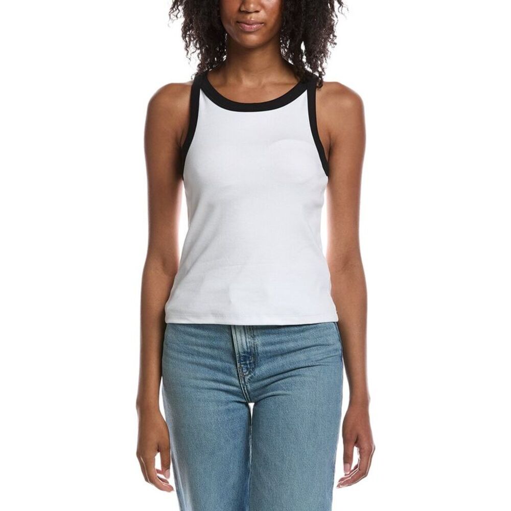 Michael Stars Womens  Sonya Ringer Tank Top, White